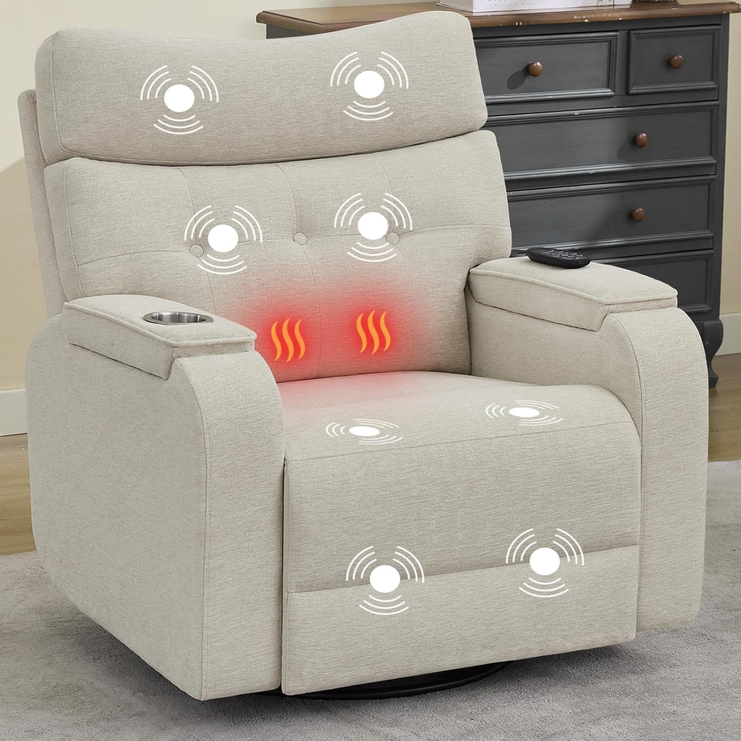 Rocking Chair Nursery - Elektryczny fotel obrotowy z funkcją masażu