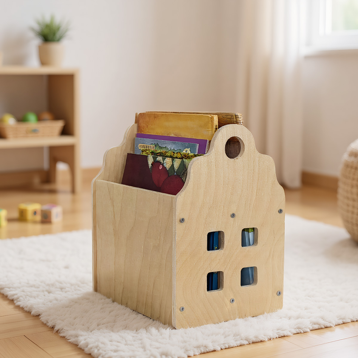 Baby Nursery Books - Regał na książki dla malucha, dwustronny,