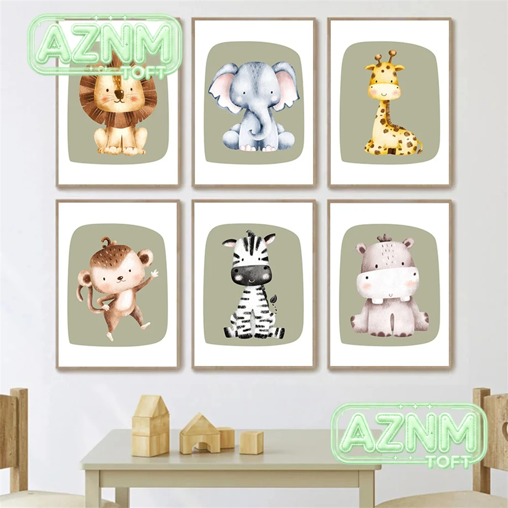 Baby Zebra Nursery - Urocza Małpa Zebra Żyrafa Lew Obraz