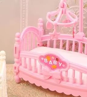 Baby Nursery Game - 1:12 Miniaturowe łóżeczko dla lalek, kołyska,