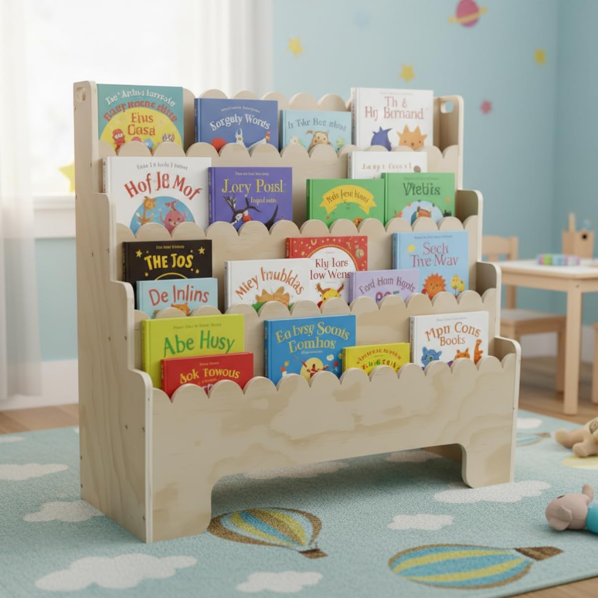 Baby Nursery Books - Półka na książki dla dzieci 4-poziomowa,