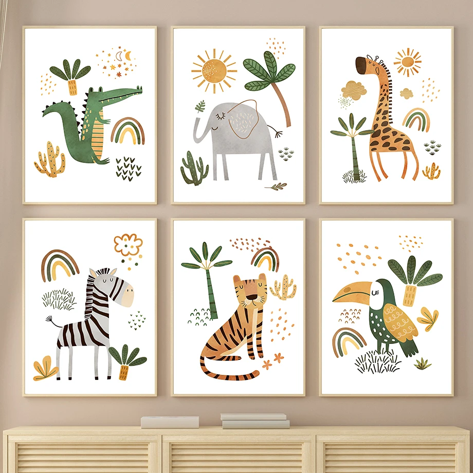 Baby Zebra Nursery - Żyrafa Słoń Tygrys Zebra Tukan Zwierzęta