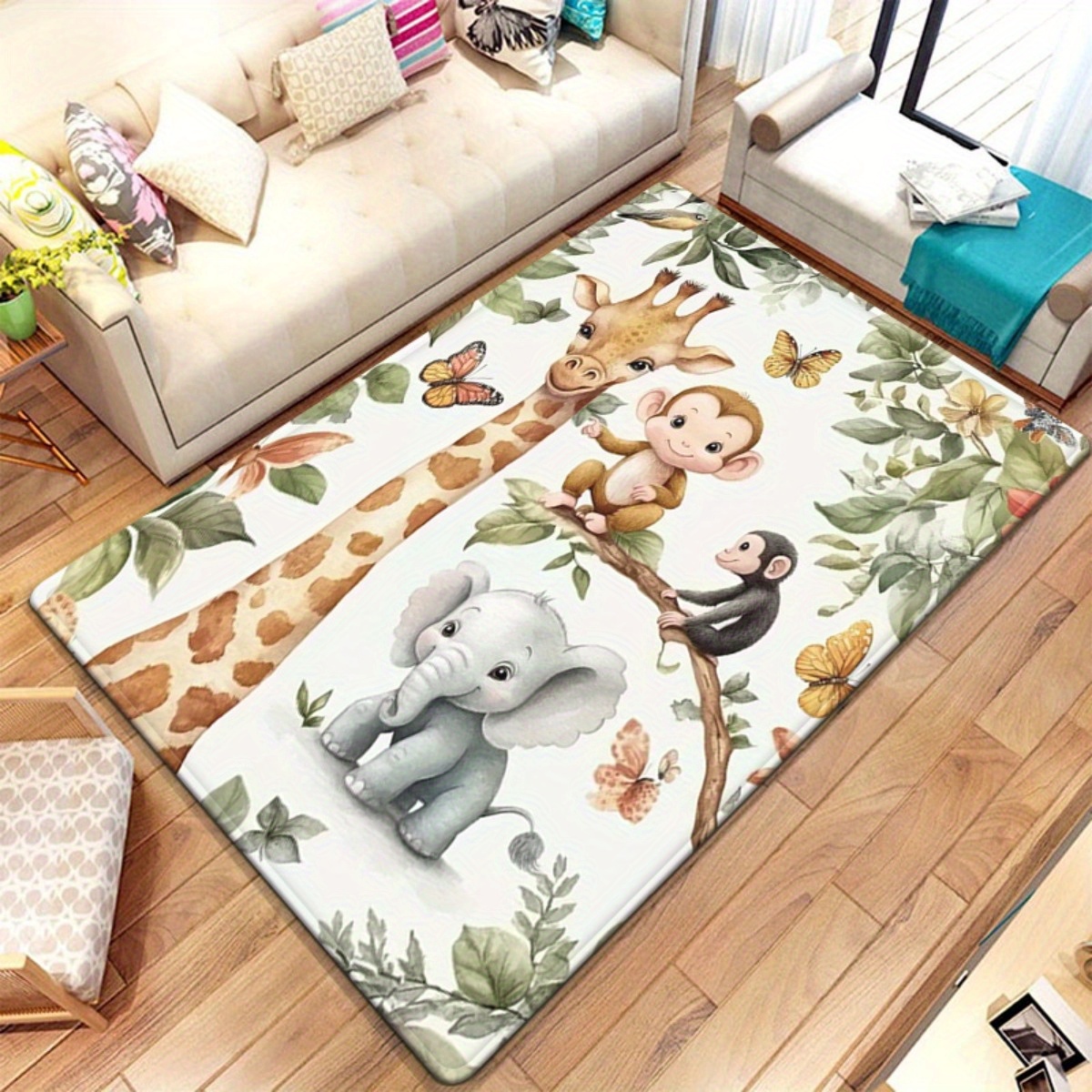 Dywan z motywem dżungli i zwie – Baby Nursery Jungle Rug recenzja i cena