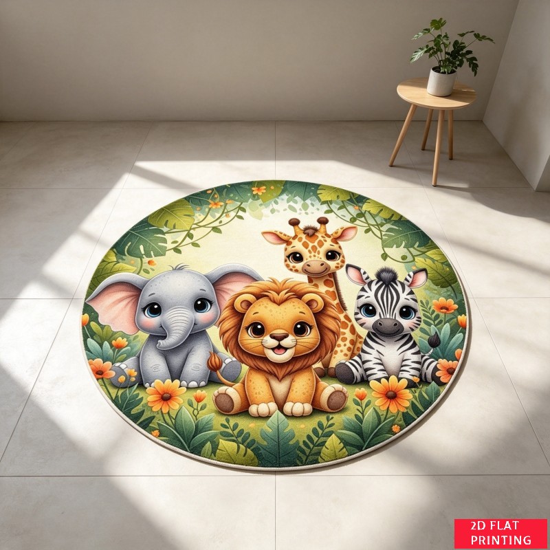 Dywan okrągły z motywem zwierz – Baby Nursery Jungle Rug recenzja i cena