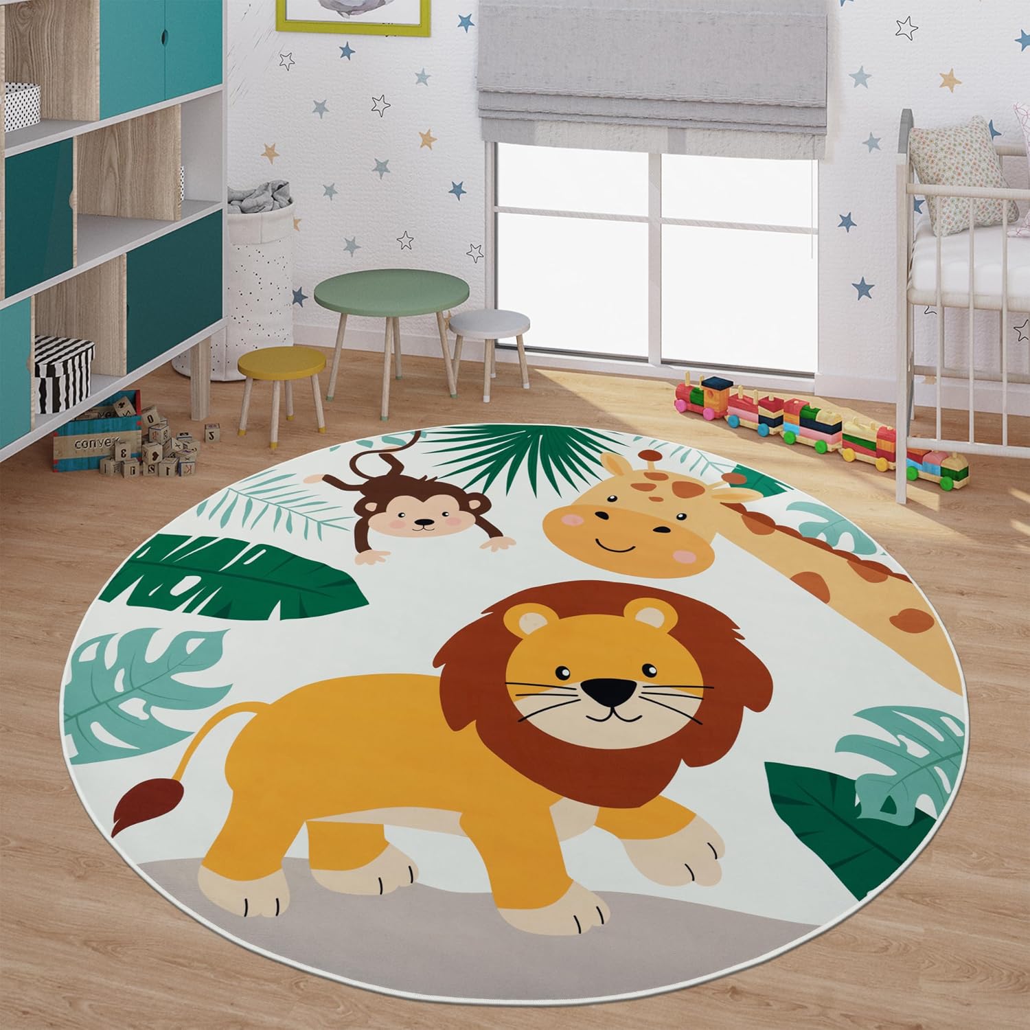 Miękka okrągła mata do zabawy  – Baby Nursery Jungle Rug recenzja i cena