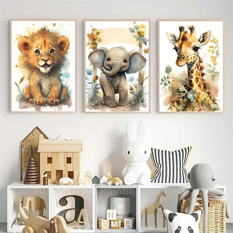 Akwarela Lew Żyrafa Tygrys Sło – Baby Zebra Nursery recenzja i cena